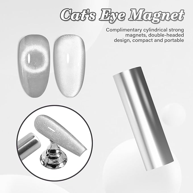 EBANKU Cat Eye Gel Polish with Magnet 15ML 0.5 OZ Holographic Glitter Shimmer Translucent Jelly Color Magnetic Polish Salon DIY at Home (Silver)
