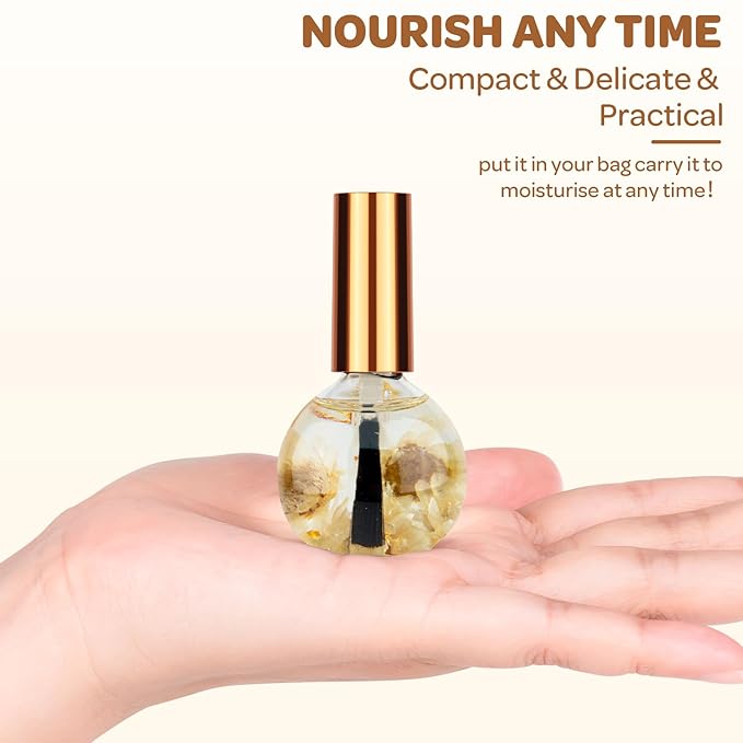 JIASHENG Cuticle Oil, Coconut Scented Cuticle Nail Oil Infused with Real Flowers, Hydrates, Moisturizes, Strengthens, Repairs, Revitalizing Cuticle Oils for Nails Damage Dry Cuticle, 15ml
