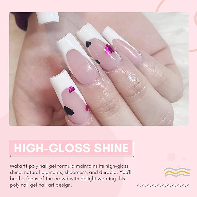Makartt Hema-Free Poly Nail Gel Light Pink,50ML Builder for Extension, Strengthener, Hard Gels for Nails, Beauty Gift Trendy Manicure Design Salon DIY at Home