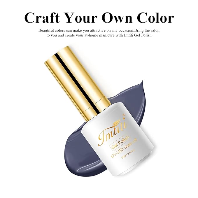 Imtiti Gel Nail Polish, 0.5 Fl Oz Lavender Grey Color Soak Off LED UV Polish for DIY Nail Art, Manicure Salon Kit for Women Girls