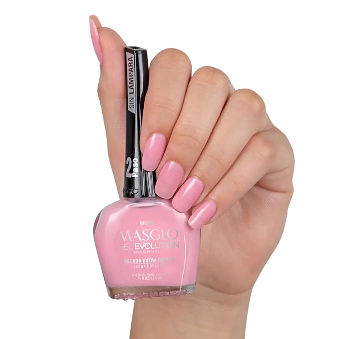 MASGLO GEL EVOLUTION Nail Polish Gel Effect, No UV/Led Lamp Required, Duration up to 12 day, 1 peice color Gel sin necesidad de lampara UV/Led, hasta 12 dias de duracion (JUGETONA)