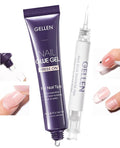 Gellen Nail Glue and Remover Kit, UV Gel Nail Glue for Press Ons, 2 Pcs Non Acetone Gel Nail Glue Removers, Long Lasting Semi Solid Nail Glue Gel, Gentle Gel Glue Off for Beginner DIY at Home