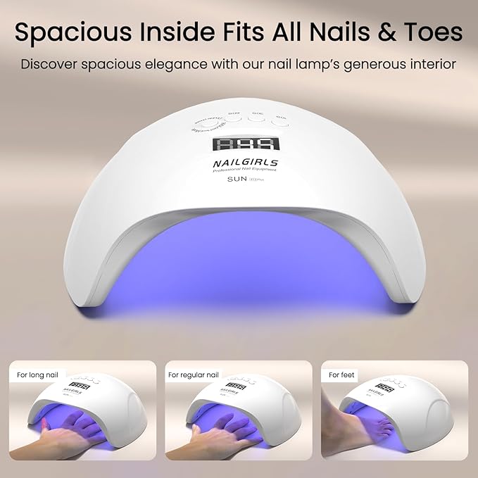 NAILGIRLS 150W UV LED Nail Lamp with Auto Sensor - Fast Curing Gel Polish Acrylic Nail Dryer, UV Nail Light 4 Timer Settings, 36 LED Beads and Automatic Sensor for Home Salon Use