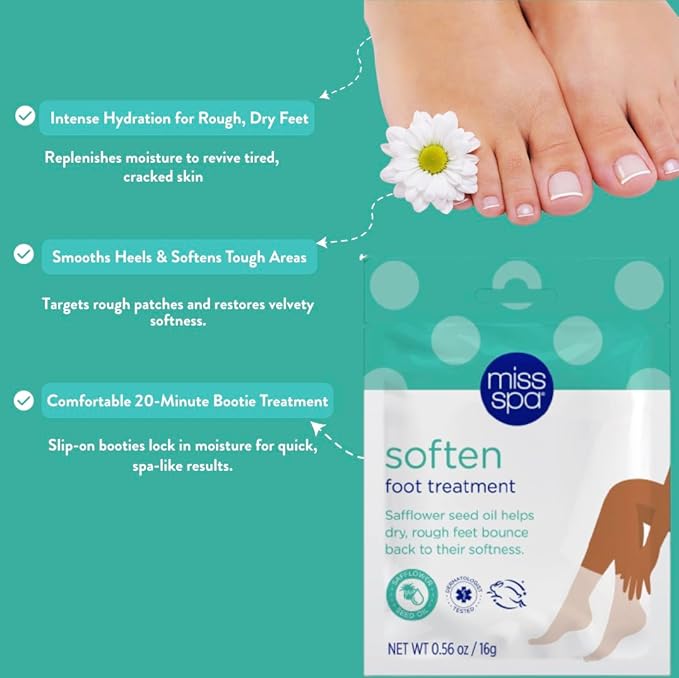 MISS SPA Moisturizing Hand Foot Treatment Set for Women, Nourishing Deep Therapy Softening Gloves and Foot Masks, Moisturizing Hand Masks Gloves for Dry Skin Soften Cuticles, Skin Care Set, 4-Pack