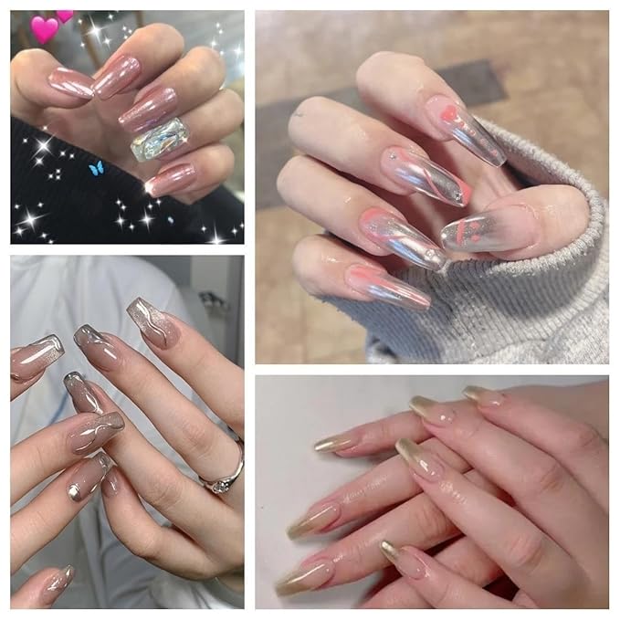 Rose Gold Nail Chrome Powders, 6 Colors Gold Chrome Powder for Nails Metallic Mirror Nail Powders Nail Art Decorations