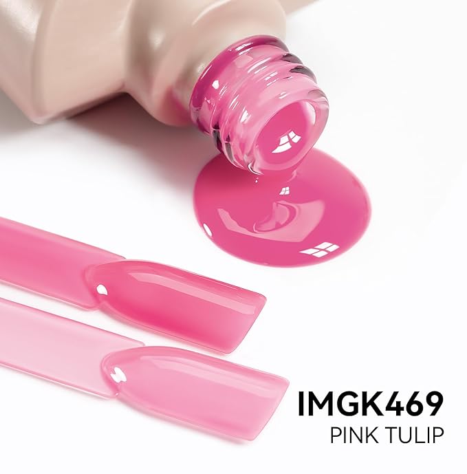 MAYCHAO 15ML Jelly Pink Tulip Gel Nail Polish 1Pc Jelly Pink Gel Polish Soak Off UV LED Translucent Nail Polish Nail Art Starter Manicure Salon DIY at Home, 0.5 OZ