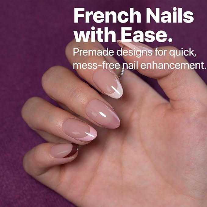 SXC Cosmetics French Tip Press On Nails - Skin Tone Nude and Color Series, Short Almond X-Pro Tips