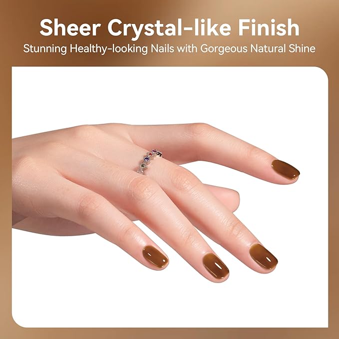 MEGIOR Topaz Brown Gel Nail Polish 0.5 Fl Oz Amber Neutral Transparent Colors Soak Off UV LED Lamp Light Cure Gel Polish Kit for Salon and Nail Art Starter Manicure DIY at Home