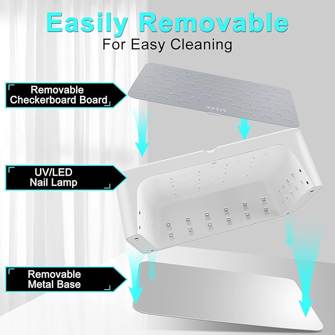 MEKK Professional UV LED Nail Lamp - Luxury Cordless UV Light for Gel Nails with Red Light Skincare,4+2 Timer Modes,Two-Hand Design, Nail Lamp for Salon & Home-White
