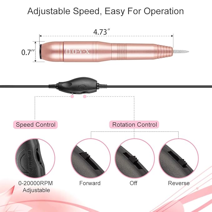 Portable Nail Drill Electric Nail File Professional 20000 RPM Manicure Pedicure Machine Nail File Drill Kit with Sanding Bands,Nail Drill Bits and Brushes for Acrylic Gel Nails(Gold)