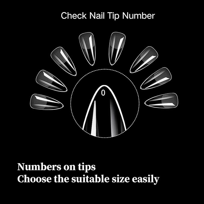 600Pcs Nail Tips Almond,12 Sizes Soft Gel Nail Tip, Pre Filed Half Matte Full Cover Nail Tips Acrylic Gel Tips Nail Kit Press on Nails for Extension Nail Manicure Home DIY