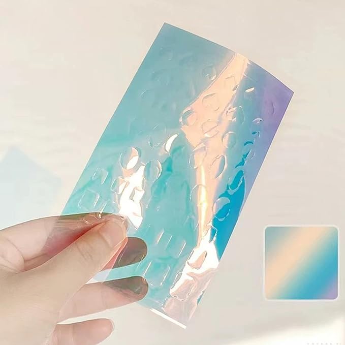DANNEASY 12 Sheets Aurora Nail Foil Stickers Glass Paper Ice Cellophane Nail Film Foils Holographic Nails Art Stickers Decals Laser Nails Wraps for Women Girls Decoration
