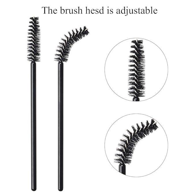 300 PCS Eyelash Extension Supplies Kit,Disposable Lash Spoolies Brushes Micro Swab Brushes Mascara Wand Lip Brushes for Eyelash Extension Tattoo Lipstick Applicator (Black)