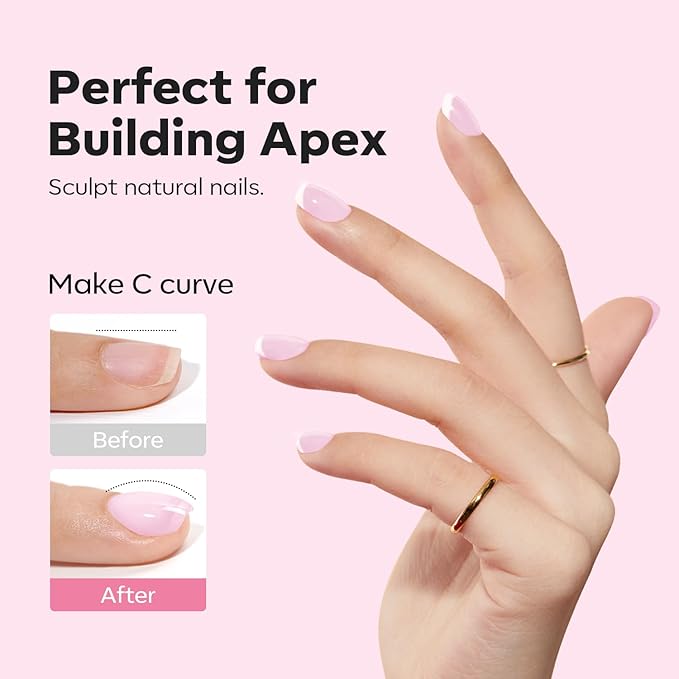 modelones Builder Nail Gel, 8-in-One Baby Pink Builder, Pastel Pink Rubber Base Gel Polish, LED Lamp Cured Color Base Hardener Apex Building Strengthener Extension for DIY Salon Girls Home