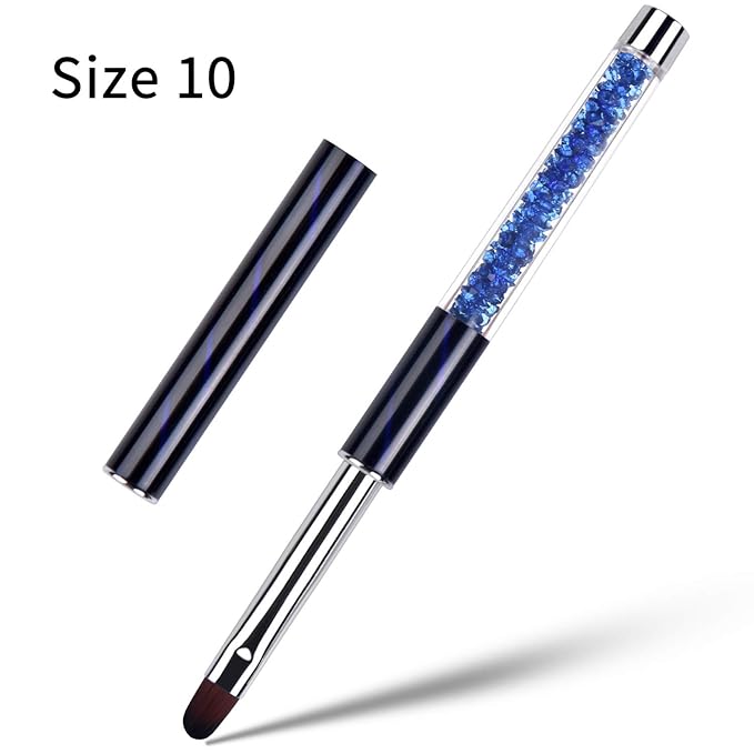 3Pcs Oval UV Builder Gel Nail Brush Set Rhinestone Handle Polygel Hard Gel Nail Art Brushes Professional Nail Art Tools
