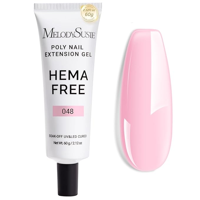 MelodySusie Poly Nail Extension Gel 60g Hema Free Soak Off UV Lamp Cured Nail Thickening Art Design Manicure Gift for Women 048