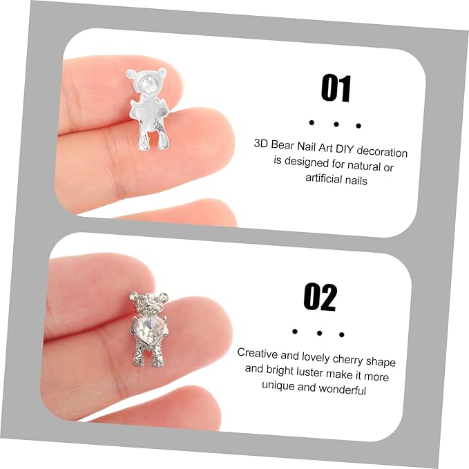 20pcs Bear Nail Charms Adorable Nail Art Decors for Diy Manicure for Home Salon Use Easy to Install Detach
