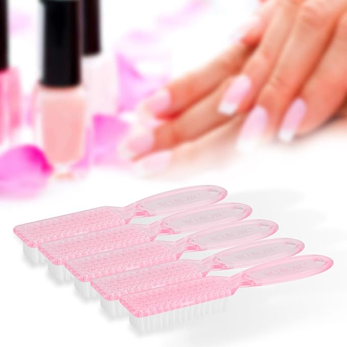NICEMOVIC 20 Pcs Nail Brush for Cleaning Fingernails, Handle Grip Nail Scrubber Brush, Hand Fingernail Cleaner Brush Manicure Tools Scrub Cleaning Brushes, Use for Toe and Nail Cleaning (Clear Pink)