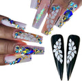 Handmade 12Pcs -3D -Acrylic White Apricot -Flowers -for -Nails Long Size L, XL, XXL, Flower Nail Charms Rhinestones, Floral Gems Kit Accents for Crafts and Designs -HaFloNa
