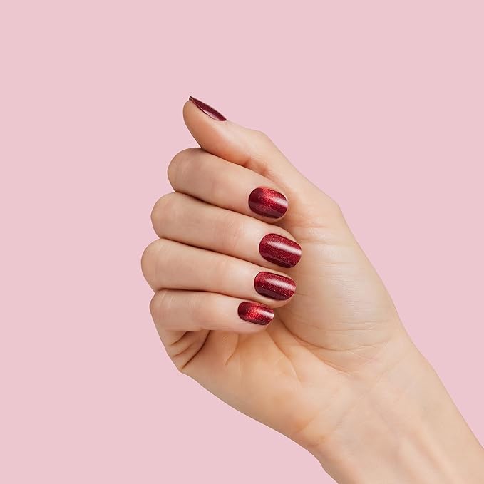 Dashing Diva Glaze Effects Nail Strip Set - Ruby Red Apple - Long Lasting, Chip Resistant, Semi-Cured Gel Nails - 4-Piece Manicure Set with 32 Strips