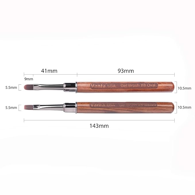 Vanfa Gel Nail Brush set for Builder Gel, Polygel, HardGel, Nail Painting (1 Oval + 1 Square) #79038