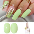 Double Rhythm Gel Polish 15ML Jelly Sheer Pastel Light Milky Color Pearl White Bottle 1 PC 0.5 OZ Full Size Nail Art Salon at Home (Spring Green-D1391)
