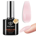 modelones Builder Nail Gel Top Coat, 15 ML No Wipe Ultra Gloss Milky Pink Gel Polish Apex Building Nails Strengthener Extension Jelly Color Nail Art Long Lasting Soak Off U V Manicure Gift for Women