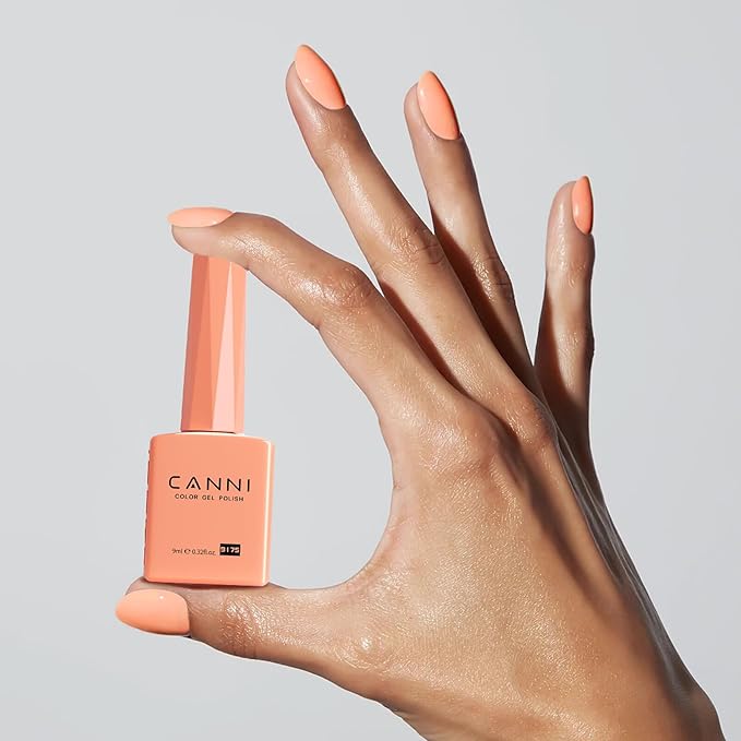 CANNI Pastel Pink Gel Nail Polish, 1 Pcs Peach Pink Gel Polish Color Soak Off U V Nail Manicure Salon DIY at Home