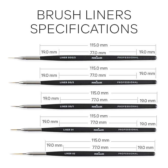 Pink Mask Liner Brush 02 - Precision Brush for Long and Thick Lines in Nail Art