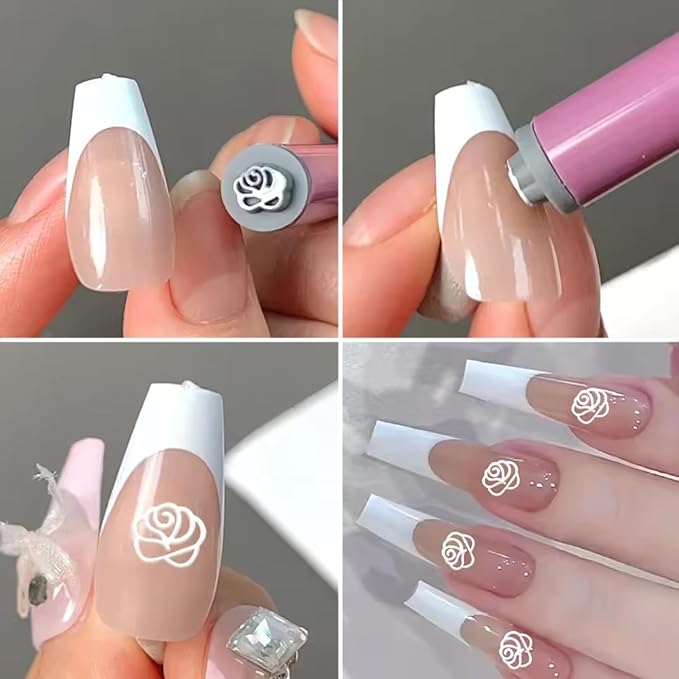 DANNEASY 10PCS Nail Art Flower Stamp Pen, Nail Art Stamp Pen Set, Nail Design Stamping Pens DIY Nail Art Tools, Nail Graffiti Tool for Creative Home Manicure Kit