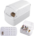 2 in 1 Nail Drill Bit Holder and Cleaning Brush Case,30 Holes Nails Drills Bits Cleaning Brush Case,Manicure Tool Supplies Organizer,Manicure Desk Organizer (Nail Drill Bits are Not Include)