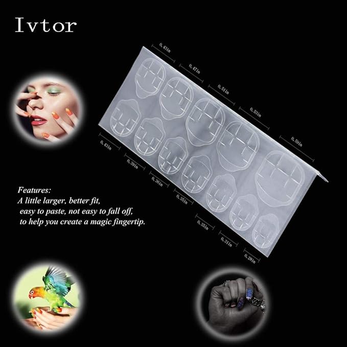 Nail Adhesive Tabs,Glue Sticker, Enlarge Dimension Ivtor Waterproof Breathable Jelly Double Sided Adhesive Tab for Fake Nails 10 Sheets…