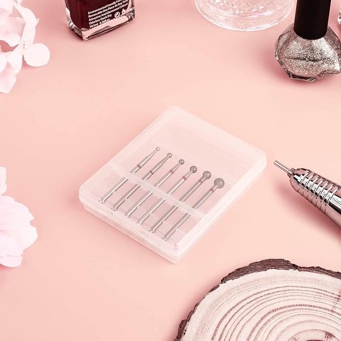 Cuticle Drill Bit,Nail Drill Bits Flame Cuticle Clean Drill Bit for 3/32''Electric Nail File Machine Cuticle Bit Nail Prep Tool (Red-Ball shape)
