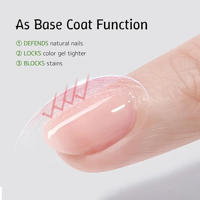 6-in-1 Builder Gel for Nails, Brush on Crystal Clear Base Coat Soft Gel Polish Strengthening Building Apex Extension Thickening Enhancement for Home DIY Beginner Salon Manicure(U V Curing)