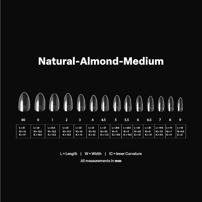 Apres Gel-X® Almond Box of Nail Tips | 280 Gel-X Tips, Soft Tips, 14 Sizes 00-9 | Half-sizes Included (Natural Almond Medium, 280 Count)