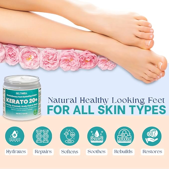 Kerato20+ Urea 20% Intense Foot Hydrating Cream Deep Hydration for Healthy, Smooth Feet. Restores Extremely Dry, Swollen, Cracked Skin, Softens Thick, Scaly Areas, and Breaks Down Calluses