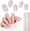 Arte Clavo Semi Cured Gel Nail Strips, 20 Pcs Gel Nail Stickers with UV Light Required, Salon Quality, Long Lasting, Easy Apply and Remove (Nude Glitter Cat Eye)