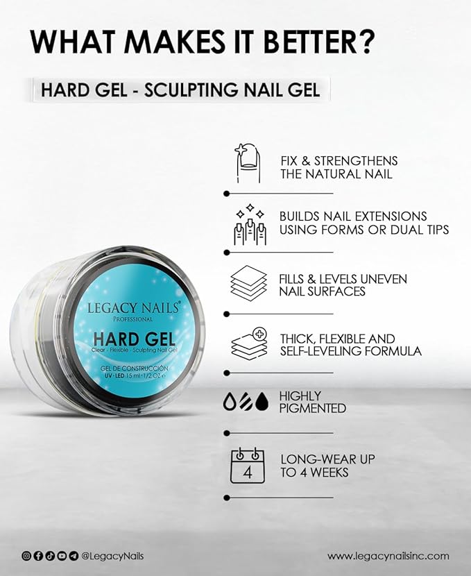 Legacy Nails Hard Builder Gel - Sculpt And Build Nail Extensions - Improve Damaged or Weak Nails - Lightweight, Strong and Long-wear - Professional Quality (Golden Sand)