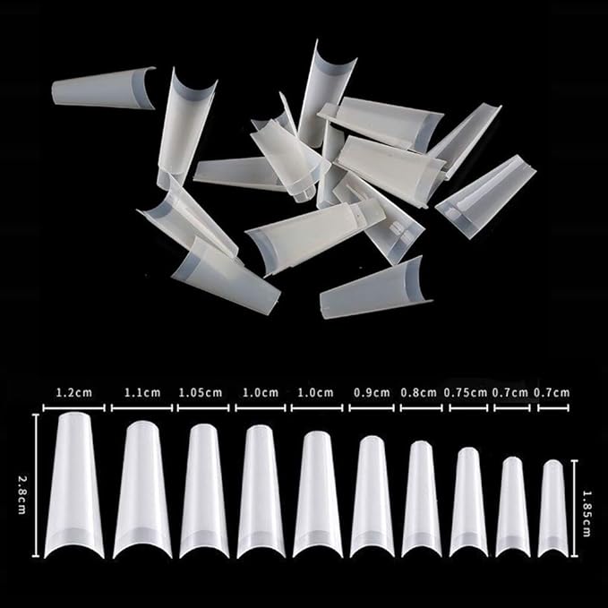 Natural Coffin Acrylic Nails-500pcs Half Cover Nails Coffin Shaped Ballerina Nails Tips Long Acrylic False Fake Nail Artificial, 10 Size with Box