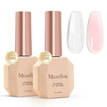 MelodySusie 2PCS 15ML Clear Nude Pink Builder Nail Base Gel for Nails Thickening,Soak Off UV Extension Gel,Rhinestone Nail Glue in a Bottle for Nail Art Design Gift for Women