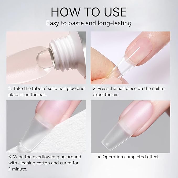 Born Pretty Solid Nail Tips Gel,30ml Soft Gel Nail Tips Glue, Nail Gel for Press On Nails, Super Strong Cured Needed Acrylic Nail Gel, Nails Tip U V Nail Extension Gel Nail Charm Glue