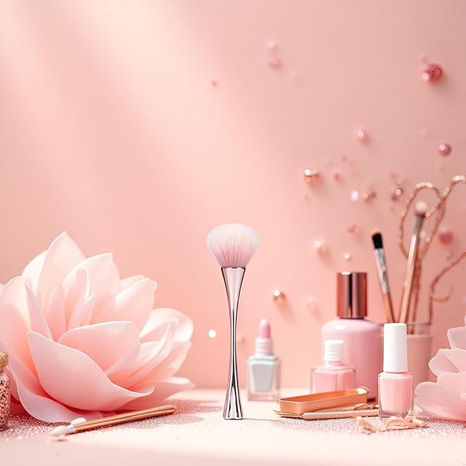 2Pcs Rose Gold Nail Art Dust Powder Remover Brush, Nail Art Dust Cleaner Brush, Soft Cleaner Brush for Makeup,Nail Dust Brush for Acrylic Nails Manicure Brush for Women Birthday Gifts, Nail Dust Brush
