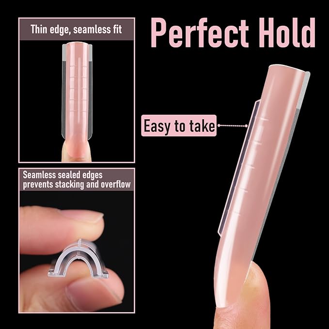 Sandwich Dual Nail Forms, XXL Straight Square (Sculpted) Poly Gel Nail Extensions Nails Mold, Quick Polygel Extensions Salon Nail Art Tools, 15 Sizes 150 Pieces