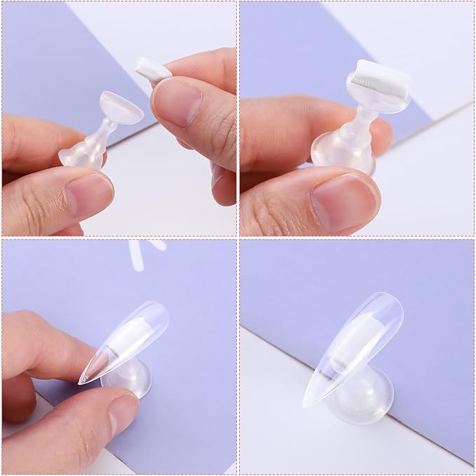 Etercycle Acrylic Nail Display Stand DIY Nail Crystal Holder Magnetic Practice Stands with Reusable Adhesive Putty Clay for False Nail Tip Manicure Tool(White with gold)