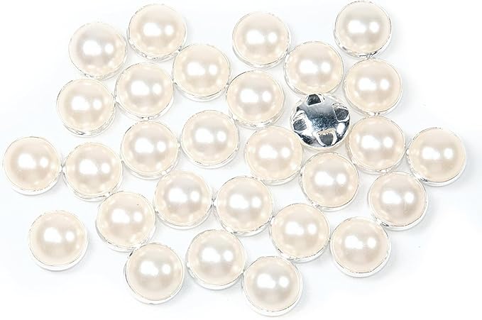 200Pcs Pearl Sew on Rhinestones for Crafting,10mm Claw Pearl Embellished Rhinestoness for DIY,Half Round Pearls for for Crafting Jewelry Handicrafts Clothes Bag Shoes-White(Silver Claw)