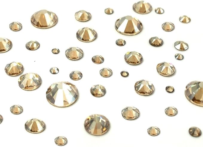 CRYSTAL GOLDEN SHADOW (001 GSHA) 144 pcs 2058/2088 SWAROVSKI Flatbacks rhinestones nail art mixed with Sizes ss5, ss7, ss9, ss12, ss16, ss20, ss30