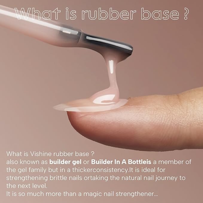 Vishine Milky Pink Rubber Builder Base Gel Nail Polish, 6 in 1 Builder for Strengthen Apex Building Extension Long Lasting Protect U V Cured Color Based Manicure for Fragile Nails Art Home Salon R063