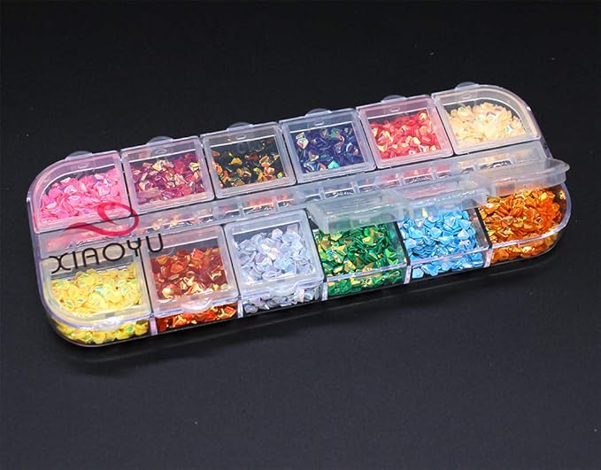 Xiaoyu 5 Boxes Nail Art Rhinestones Kit Nail Rhinestones Multicolor Nail Studs Horse Eye Rhinestones for Nail Art Decorations Supplies with 2PCS Tweezers, B