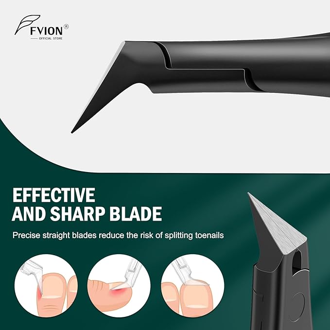 FVION Straight Blade Toenail Clippers, Comfort Handle Ingrown Toe Nail Clippers for Thick Nails for Seniors, Finger Nail Clippers for Adult (Black)