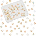 OLYCRAFT 45pcs 9 Style Starfish Shell Resin Fillers Alloy Enamel Cabochons Ocean Nail Art Decorations Resin Accessories Supplies for Jewelry Making Nail Art Decoration - Gold & Silver & Rose Gold
